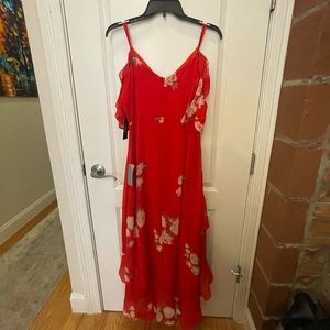 Lulus red floral high low dress